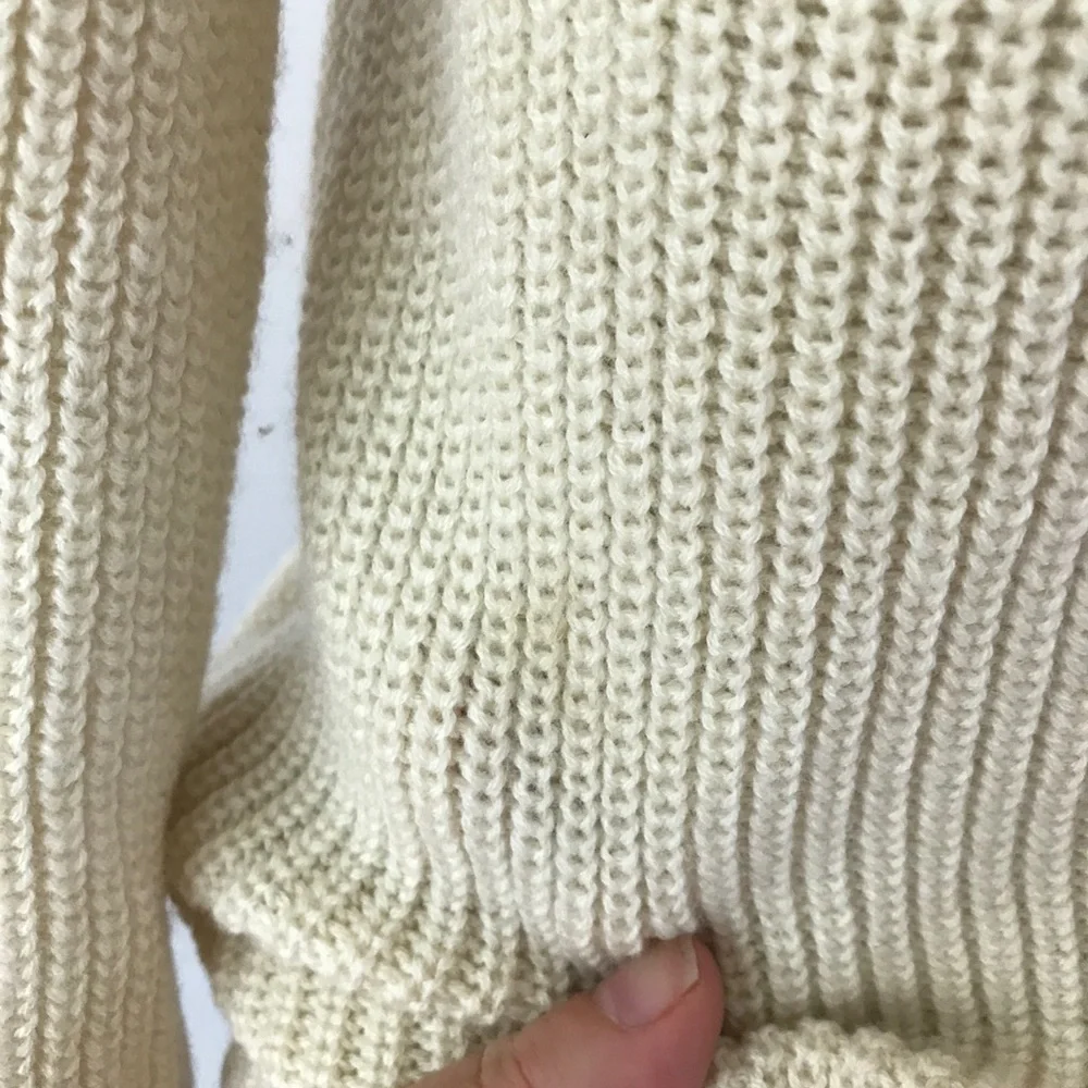 Karen‎ Millen Chunky Knit Cream Wool Sweater Mockneck Turtleneck Capsule